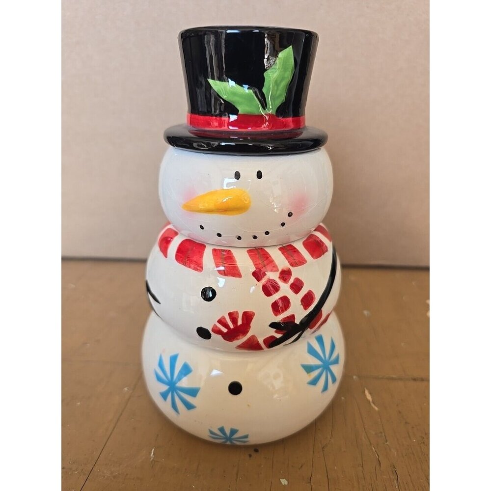 Pier 1 Imports Snowman Stacking 4 Piece Measuring Cup Set Christmas Winter Decor